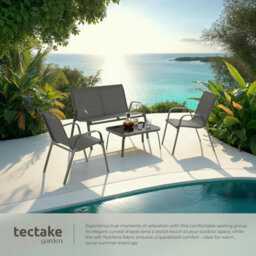 Tectake Garden Furniture Set Nora - Up To 4 People, Textilene Fabric, Weather-Resistant Set 1 (1 X Sofa / 1 X Table / 2 X Armchairs) - Ant - thumbnail 4