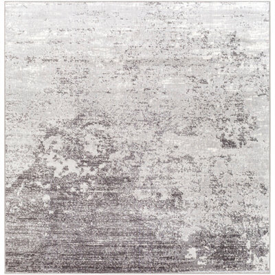 Livabliss Square Wanderlust-Abstract Grey White Black Modern Marble Living Dining Bedroom Rug 200 X 200 Cm Easy Care, Non Shedding - image 1