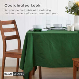 Homescapes Cotton Square Tablecloth Plain Fabric Dining Table Cloth Dark Green, 137 X 137 Cm With Hem Stitch, Hypoallergenic - thumbnail 7