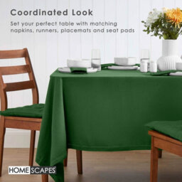 Homescapes Cotton Square Tablecloth Plain Fabric Dining Table Cloth Dark Green, 137 X 137 Cm With Hem Stitch, Hypoallergenic - thumbnail 8