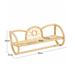Nordlys Wall-Mounted Hanging Storage Shelf In Natural Rattan Brown Boho Style Bedroom - thumbnail 6