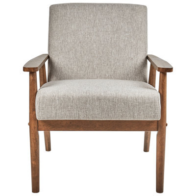 Wyld And Coco Novahome Armchair - Grey Polyester-Linen Upholstery, Rubberwood Retro Frame, W62 X D80 X H79Cm - image 1