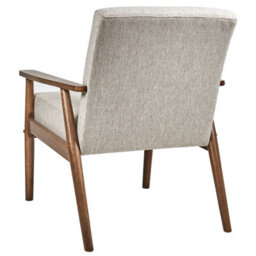 Wyld And Coco Novahome Armchair - Grey Polyester-Linen Upholstery, Rubberwood Retro Frame, W62 X D80 X H79Cm - thumbnail 5