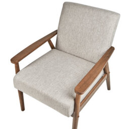 Wyld And Coco Novahome Armchair - Grey Polyester-Linen Upholstery, Rubberwood Retro Frame, W62 X D80 X H79Cm - thumbnail 6