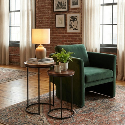 Giselle Metal & Wood Nest Of 2 Round Table - image 1