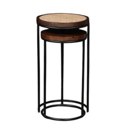 Giselle Metal & Wood Nest Of 2 Round Table - thumbnail 3