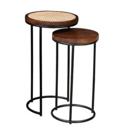 Giselle Metal & Wood Nest Of 2 Round Table - thumbnail 2