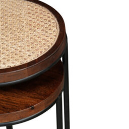 Giselle Metal & Wood Nest Of 2 Round Table - thumbnail 4
