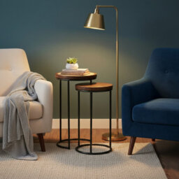 Giselle Metal & Wood Nest Of 2 Round Table - thumbnail 7