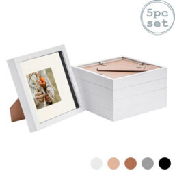 "Nicola Spring 8 X 8"" Photo Frames - White/ivory Mount - 3D Picture Frame Box Portrait Display Case (4 X 4"" Mount) Set Of 5" - thumbnail 1