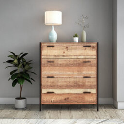 Timber Art Design Stretton Rustic Chest 4 Drawers Bedroom Living Room Storage Industrial Oak - thumbnail 2