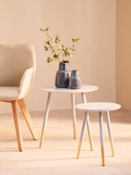 Orsina Durable And Sturdy Design Set Of Two Grey Round Side Tables, Stylish And Elegant Side Tables, Small Tables - thumbnail 2