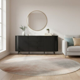 Sideboard 191Cm Wide Cabinet Storage Unit Soft Close Metal Legs Black - thumbnail 1