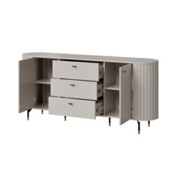 Sideboard 191Cm Wide Cabinet Storage Unit Soft Close Metal Legs Black - thumbnail 4