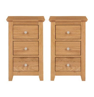 Hallowood Furniture Pair Of Hereford Oak Small Bedside Table - image 1