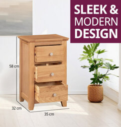 Hallowood Furniture Pair Of Hereford Oak Small Bedside Table - thumbnail 3