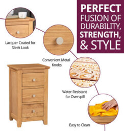 Hallowood Furniture Pair Of Hereford Oak Small Bedside Table - thumbnail 2