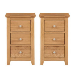 Hallowood Furniture Pair Of Hereford Oak Small Bedside Table - thumbnail 1