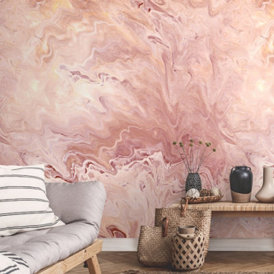 Grandeco Marble 3 Lane Repeatable Textured Mural, 1.59 X 2.8M Pink Coral - image 1