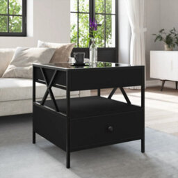 Berkfield Coffee Table With Infinity Led Black 50X50X51 Cm - thumbnail 4
