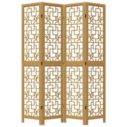 Vidaxl Room Divider 4 Panels Brown Solid Wood Paulownia - thumbnail 4