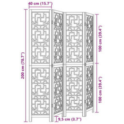 Vidaxl Room Divider 4 Panels Brown Solid Wood Paulownia - thumbnail 3