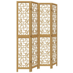 Vidaxl Room Divider 4 Panels Brown Solid Wood Paulownia - thumbnail 2