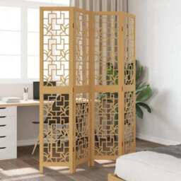 Vidaxl Room Divider 4 Panels Brown Solid Wood Paulownia - thumbnail 1