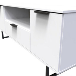 Beijing 2 Door 1 Drawer Wide Tv Unit In White Matt (Ready Assembled) - thumbnail 4