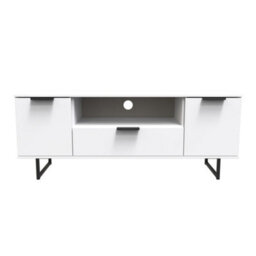 Beijing 2 Door 1 Drawer Wide Tv Unit In White Matt (Ready Assembled) - thumbnail 1