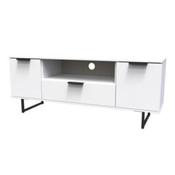 Beijing 2 Door 1 Drawer Wide Tv Unit In White Matt (Ready Assembled) - thumbnail 3