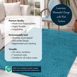Desire Rugs Plain Living Room Shaggy Area Rugs Teal 80X150 Cm - thumbnail 3