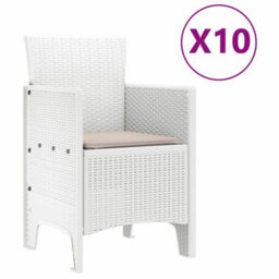 Berkfield Garden Dining Set 11 Pcs White Polt Rattan - thumbnail 5