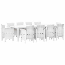 Berkfield Garden Dining Set 11 Pcs White Polt Rattan - thumbnail 2