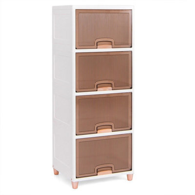 White Plastic 150L 4 Tier Storage Cabinet Lidded Boxes - image 1