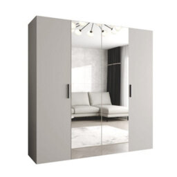 Arte Bari Ii Hinged Door Wardrobe 200Cm In Cashmere - Tranquil, Mirrored Storage For Refined Homes - thumbnail 2