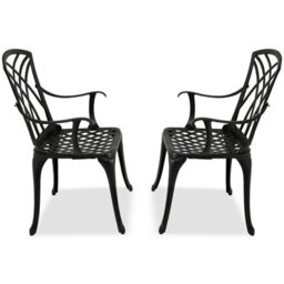 Centurion Supports Oshowa 2-Large Garden And Patio Bistro Chairs With Armrests In Cast Aluminium Black - thumbnail 5