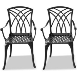 Centurion Supports Oshowa 2-Large Garden And Patio Bistro Chairs With Armrests In Cast Aluminium Black - thumbnail 2