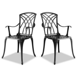 Centurion Supports Oshowa 2-Large Garden And Patio Bistro Chairs With Armrests In Cast Aluminium Black - thumbnail 3
