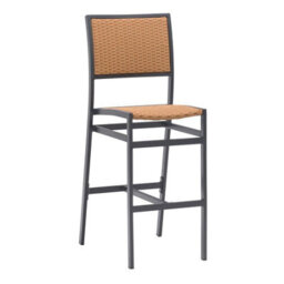 Song Bar Stool - Anthracite Aluminium Frame - Tan Weave - thumbnail 1