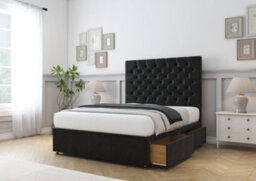 "Comfort Winslow Black Plush Divan Bed Base 4 Drawers - 26"" Strutted  4'6 Double" - thumbnail 5