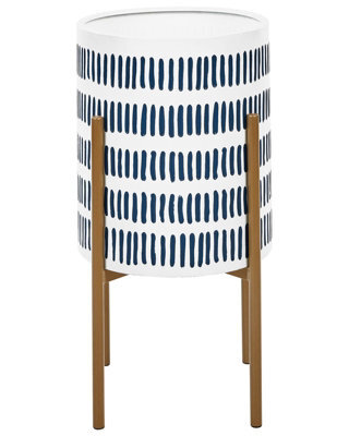 Wyld And Coco White And Blue Iron Plant Stand 31 X 31 X 58 Cm - Modern Industrial Indoor Floor Planter - image 1