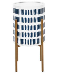Wyld And Coco White And Blue Iron Plant Stand 31 X 31 X 58 Cm - Modern Industrial Indoor Floor Planter - thumbnail 1