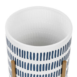 Wyld And Coco White And Blue Iron Plant Stand 31 X 31 X 58 Cm - Modern Industrial Indoor Floor Planter - thumbnail 5