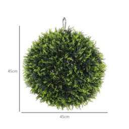 Homcom Set Of 2 Artificial Plant Topiary Balls, Faux Plants For Decor, Green - thumbnail 3