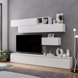 Decorotika Colmar Moduler Modern Tv Unit Wall Mount Customizable Layout High Gloss White - thumbnail 2