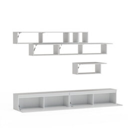 Decorotika Colmar Moduler Modern Tv Unit Wall Mount Customizable Layout High Gloss White - thumbnail 4