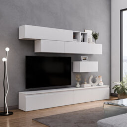 Decorotika Colmar Moduler Modern Tv Unit Wall Mount Customizable Layout High Gloss White - thumbnail 3