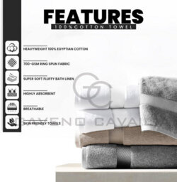 Gc Gaveno Cavailia 2Pk Miami Jumbo Bath Sheet 100X180 White 700 Gsm Quick Drying & Super Absorbent Jumbo Bath Sheet Set - thumbnail 2