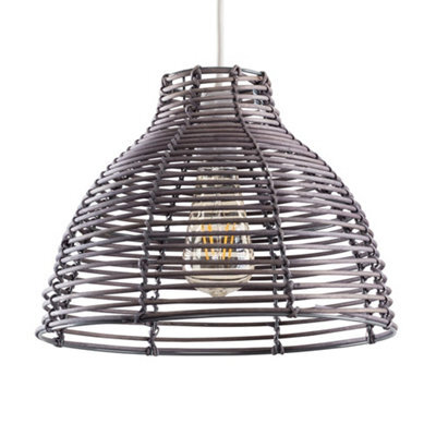 Valuelights Lobster Pot Grey Weave Basket Ceiling Lamp Shade And Bulb - image 1